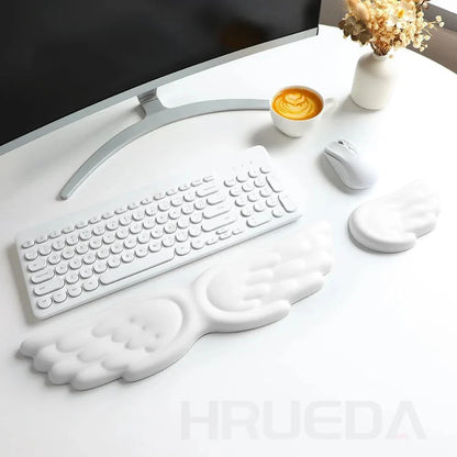 Ergonomic Angel Wing Memory Foam Keyboard & Mouse Wrist Rest Set — Non-Slip Wrist Support for Laptop & PC