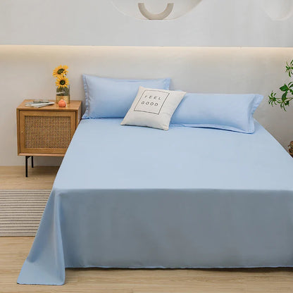 Soft Home Flat Bed Sheet — Plain Solid Color Top Sheet for Single, Queen, King Beds