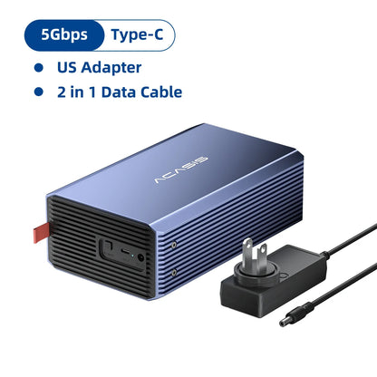 Dual-Bay 3.5/2.5 Inch HDD/SSD Enclosure 48TB RAID External Hard Drive USB-C (SATA, 5Gbps)