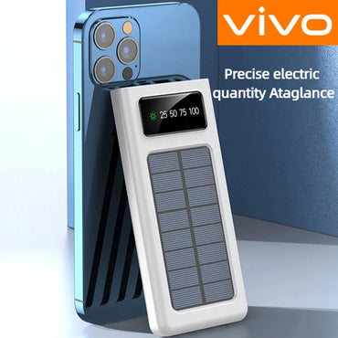 200,000mAh Solar Power Bank 4-in-1 High-Capacity Portable Charger with LED Light, Wireless & Fast USB Charging