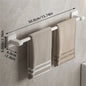 Self-Adhesive Double Towel Bar No-Drill Bathroom Towel Rack White/Gray