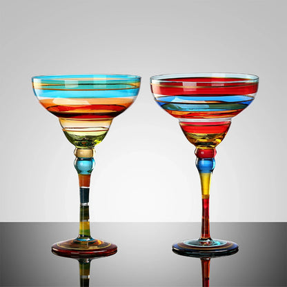 Margarita Cocktail Goblet Cup Multi-Purpose Colorful Wine Glasses for Home Bar Wedding Party