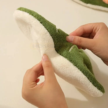 Leaf Double-Layer Hanging Hand Towel Thick Absorbent Coral Fleece 25 x 23 cm (9.84 x 9.06 in) for Kitchen & Bathroom