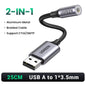 USB to 3.5mm Audio Adapter - External USB Sound Card TRRS (CTIA/OMTP) for PC Laptop PS5 PS4 Nintendo Switch - Aluminum Shell