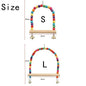 Wooden Bird Swing for Parrots & Small Birds — Hanging Play Toy with Bells & Rings, Small 12×15 cm (4.7×5.9 in) / Large 18×22 cm (7.1×8.7 in)
