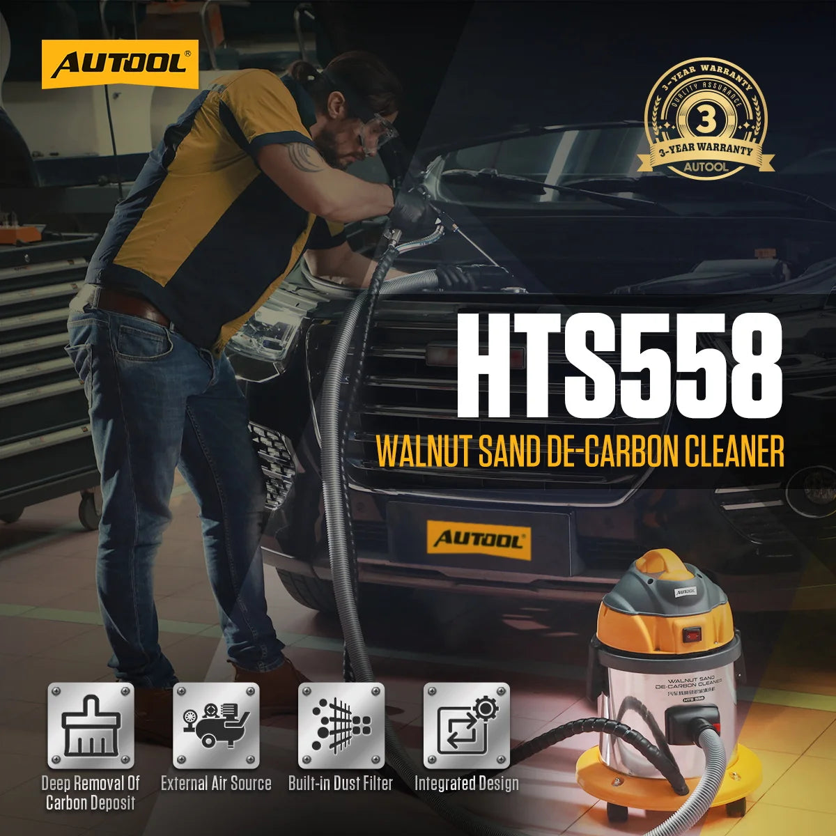 AUTOOL HTS558 Walnut-Shell Engine Intake Carbon Cleaning Machine