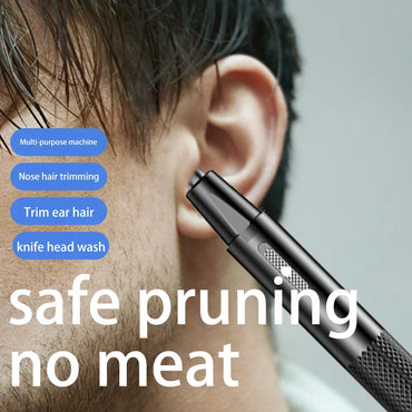 USB Rechargeable Nose Hair Trimmer - Portable Electric Mini Groomer with Stainless Steel Washable Head