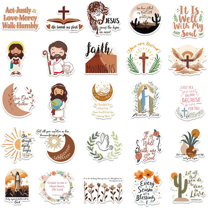 10/30/50pcs Cartoon Jesus Christian Stickers Bible Verse Faith Decals Laptop Phone Travel Luggage Car Stationery Sticker Toys