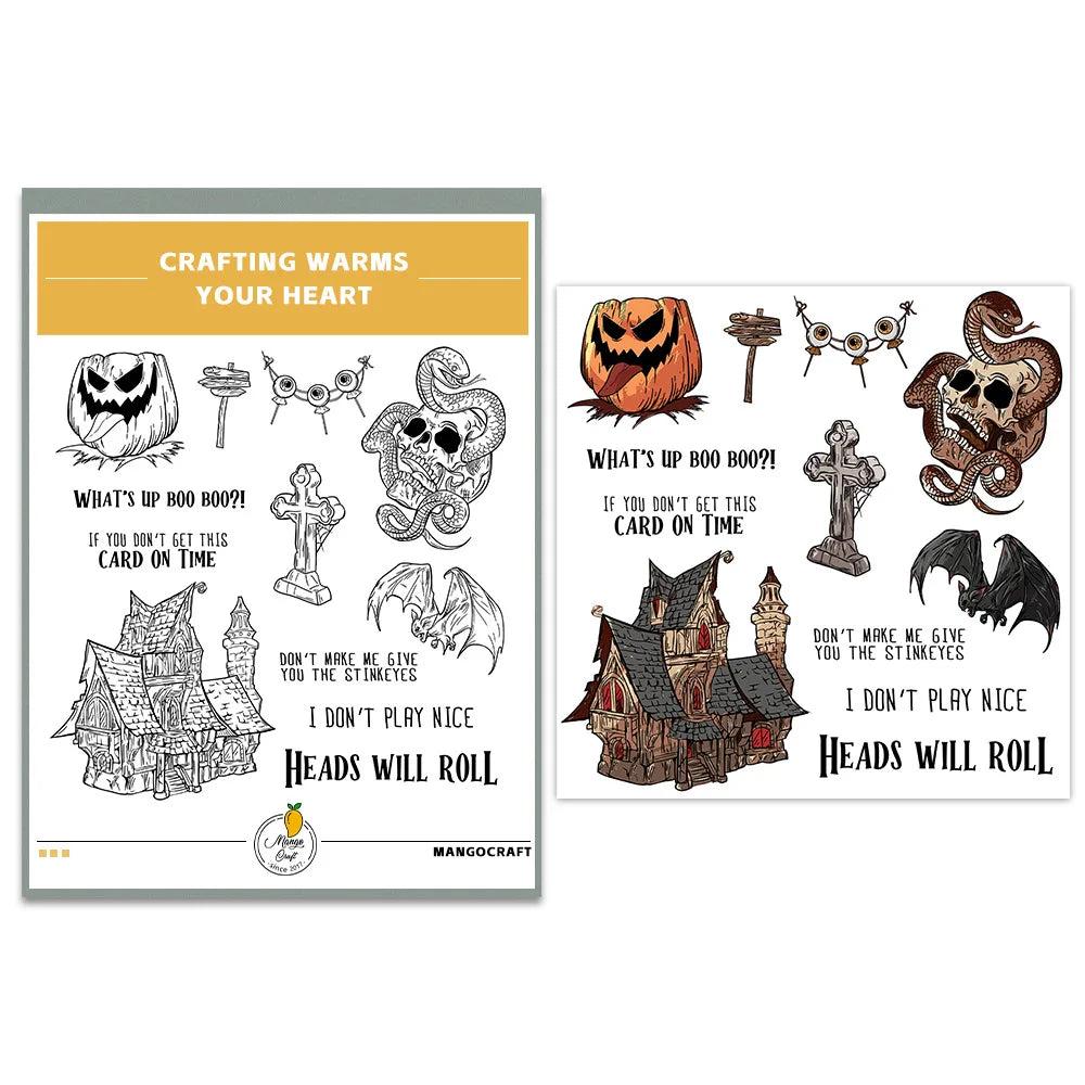 Halloween Transparent Silicone Stamp Set, Coded Designs