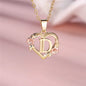Female A-Z Letter Flower Pendant Necklace Yellow Gold Color Wedding Jewelry Gift For Women