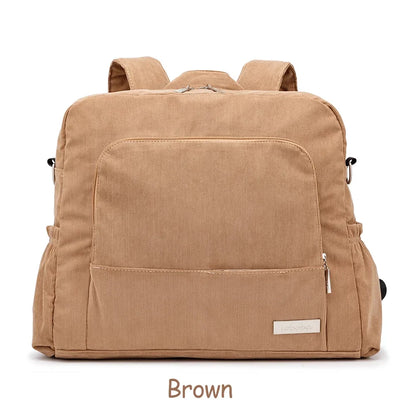 Large Corduroy Diaper Backpack for Mom – Spacious Baby Changing Bag with Multiple Pockets