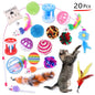 Interactive 11-Piece Cat Toy Variety Set — Feather Wands, Sisal Mice, Bell Balls & Plush Toys