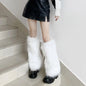 White Faux Fur Leg Warmers Y2K Goth Knee-High Boot Covers