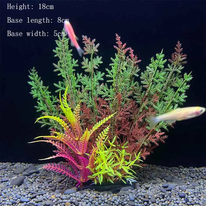 Artificial Aquarium Plants – Plastic Underwater Green Shrubs with Resin Base, Fish Tank Decoration