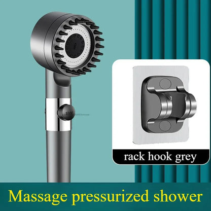High Pressure Handheld Shower Head with Filter, One-Key Stop and Massage - Bathroom Shower Accessory
