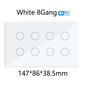 WiFi Smart Touch Glass Wall Light Switch — 8 Gang or 10 Gang (147 x 86 x 38.5 mm / 5.79 x 3.39 x 1.52 in) — Tuya/Smart Life, Alexa & Google Home