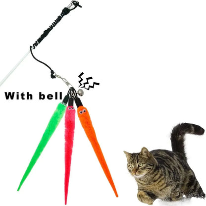 Interactive Cat Wand Worm Refills – Replacement Feather Worm Toy Attachments for Cat Wand