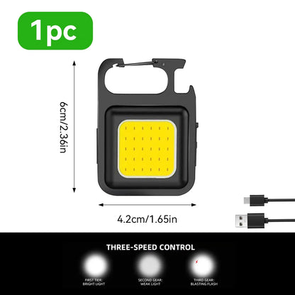 Mini COB LED Keychain Flashlight - Emergency Work Light, 1 or 2 Pack