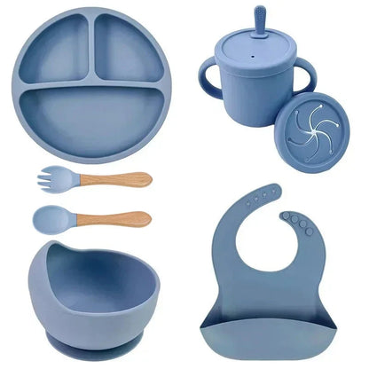 Food Grade Silicone Baby Feeding Dish Set Suction Plate Cup