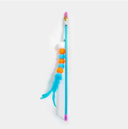 Interactive Cat Teaser Wand with Bell and Feather Toy for Kittens and Cats