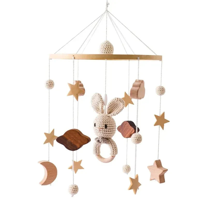Wooden Baby Rattle Crib Mobile Holder for Newborns