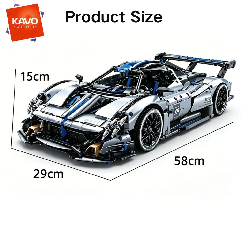 KAVOWORLD Super Sports Car Building Blocks Set – 1:8 Scale MOC Race Car Model