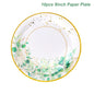 Sage Green Leaves Disposable Tableware Gold Edge Paper Plate Cup Napkins Wedding Decor Birthday Hawaiian Party Decoration
