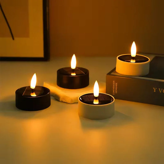 Rechargeable Solar Led Candle Light LED Candles With Solar Panel Flameless Decorative Wedding Christmas Rechargeable Tea Lights