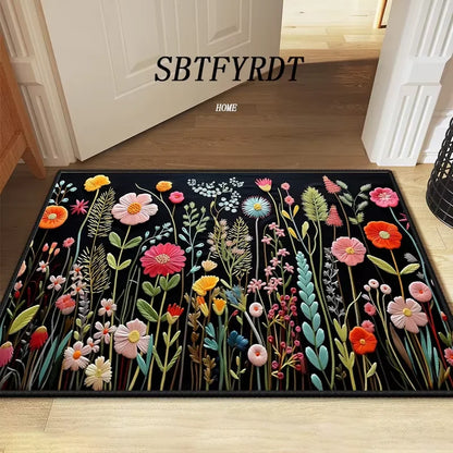 VIKAMA Beautiful Flower Mat Door Mat Outdoor Carpet Welcome Mat Soft Living Room Carpet Rug For Bedroom Soft Home Decoration