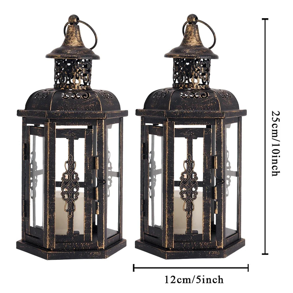 Vintage Nordic Metal Hanging Candle Lantern – Indoor & Outdoor Decor