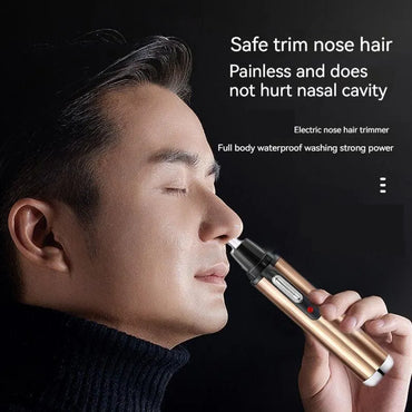 Rechargeable 2-in-1 Nose & Ear Hair Trimmer – Washable USB Electric Groomer with Stainless Steel Blade