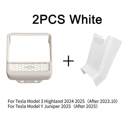 Rear Screen Cover Protector Frame Back Air Vent Trim White ABS Car Interior Accessory for Model Y Juniper