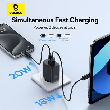 20W USB-C Fast Charger Dual Port PD Quick Wall Adapter – Compact Travel Charger for iPhone and Android