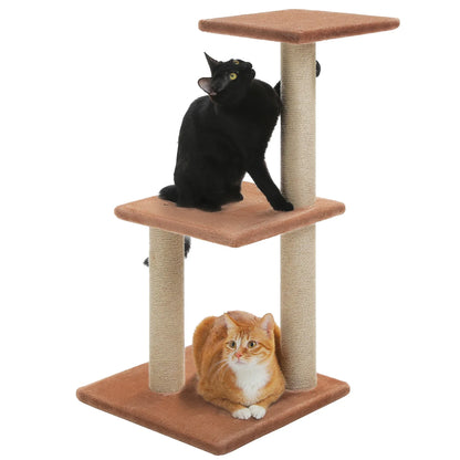 3-Tier Indoor Cat Tree Tower with Sisal Scratching Posts, Large Hammock & Removable Top Perch – Grey