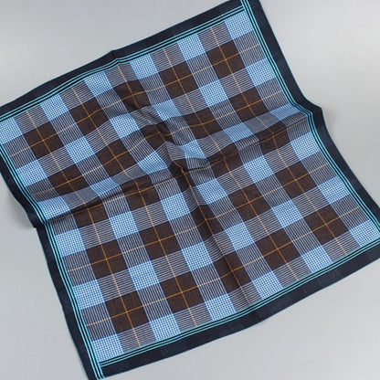 6-Pack Men's Cotton Striped Handkerchiefs 15.7in (40 cm) Plaid Square - Thin Style