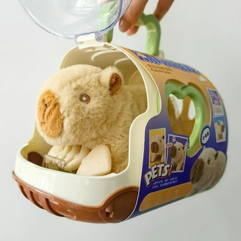Electric Capybara Walking Doll Toy With Sound Children's Electric Plush Dolls Toy Animal Capybara Plush Figure Set Random Color