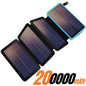 200,000mAh Solar Power Bank with Folding Solar Panels 120W Portable Charger with Built-in Cables USB-C USB-A Lightning Flashlight Digital Display for iPhone Android
