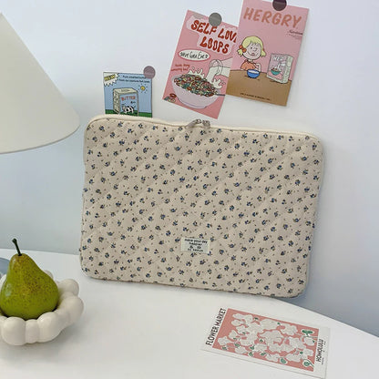 Flower Print Quilted Laptop Sleeve — 11–15 Inch, Padded