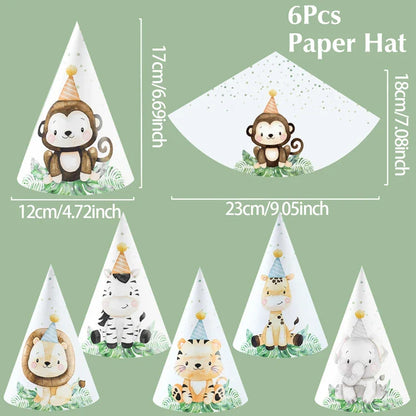 Jungle Safari Disposable Tableware Paper Plates Cups Animal 1st Wild One Birthday Party Decor kids Baby Shower Supplies Woodland