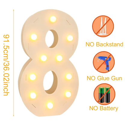 91.5CM Giant Number Led Light Frame 1st Birthday Party Decor Kids Wedding 30th 50th 60th Birthday Party Supplies Baby Shower