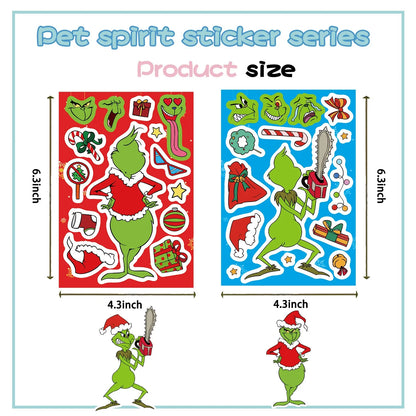 8/16/24PCS Puzzle Stickers Cartoon Green Haired Monster Make a Face Stickers DIY Handicrafts Waterproof Stickers