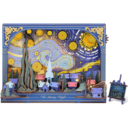 ROKR Starry Night 3D Wooden Puzzle – Van Gogh DIY Craft Kit Wall Art (238 Pieces)
