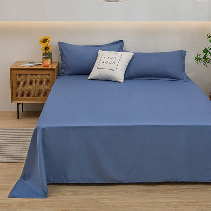 Soft Home Flat Bed Sheet — Plain Solid Color Top Sheet for Single, Queen, King Beds