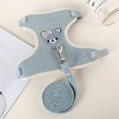 Cute Rabbit & Small Pet Harness Leash Set Padded Adjustable Harness with Leash (Sizes S, M) for Rabbits & Cats