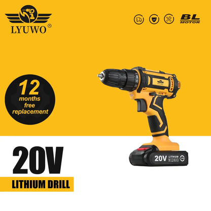 Cordless Drill 12V/16.8V/21V Rechargeable Electric Screwdriver - 2-Speed Lithium Battery Multi-Function Power Tool