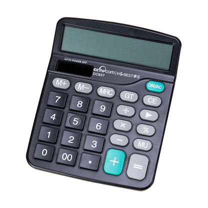 12-Digit Office Accounting Calculator — Dual Power Solar & Battery, Large Buttons, Voice, Multi-Function Financial Calculator