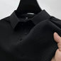 Men's Business Casual Short-Sleeve Polo Shirt – Breathable Solid Bone Flower Design