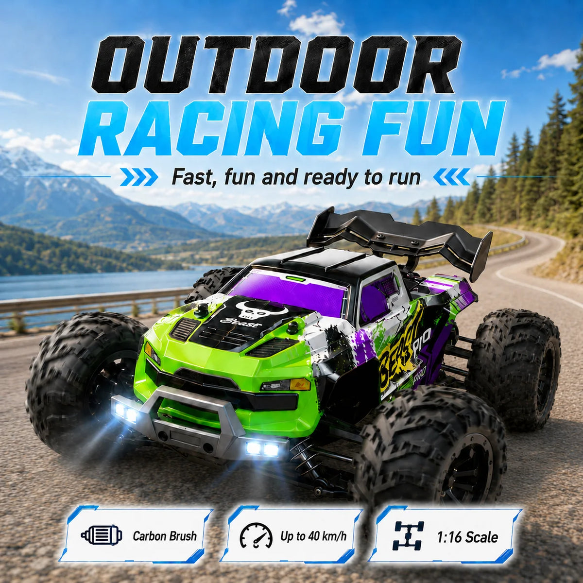 ZNLYRION 1:16 4WD RC Off-Road Truck, Up to 80 km/h