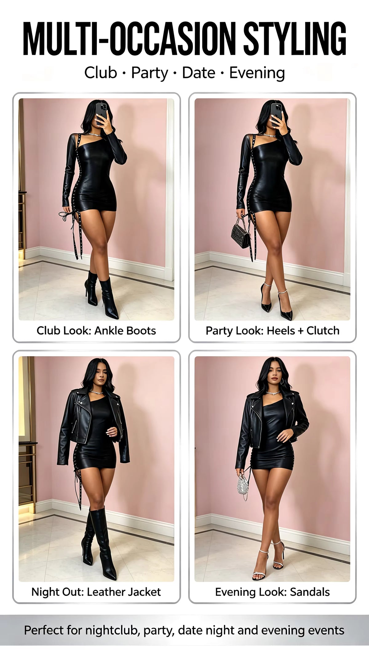 Women’s One-Shoulder Bodycon Midi Dress – Asymmetric Lace-Up Sheath Dress for Party & Evening, Sizes S–XXL