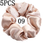 10/5 Pcs Satin Hair Scrunchies Set for Women & Girls – Soft Silk Elastic Hair Bands | Elegant Solid Color Ponytail Holders & Headwear Accessories